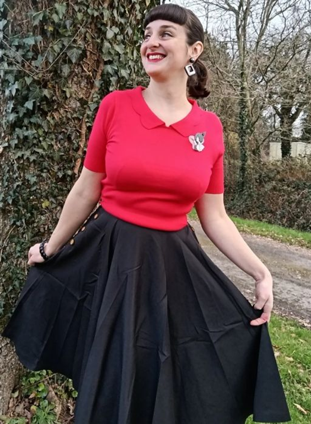 Jupe swing noire "Polly Mary"
