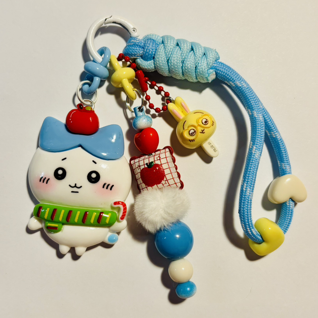 Chiikawa Keychain with beaded rope wristlet