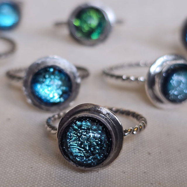 Sterling Silver Dichroic Glass Ring
