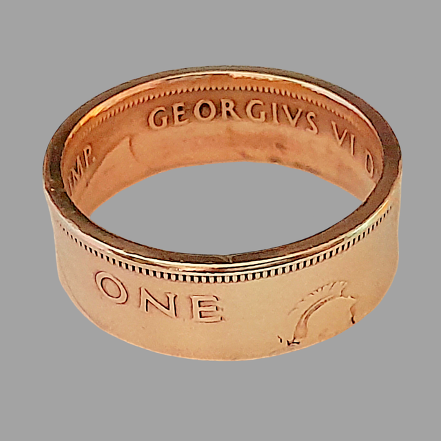 British One Penny 1938 Coin Ring