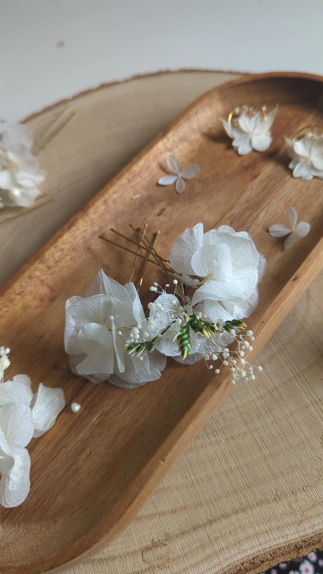 Epingles à cheveux Fleurs blanches - Cotton Bloom 2 