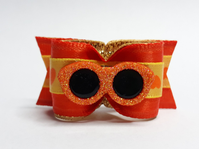 Noeud pour chien fantaisie-orange-lunettes