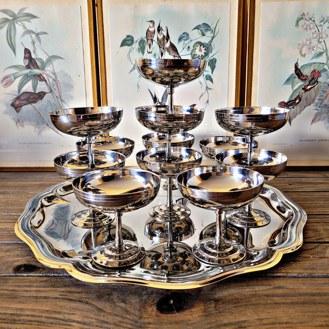 X Coupes à glaces inox Letang Remy (12 coupes + plateau)