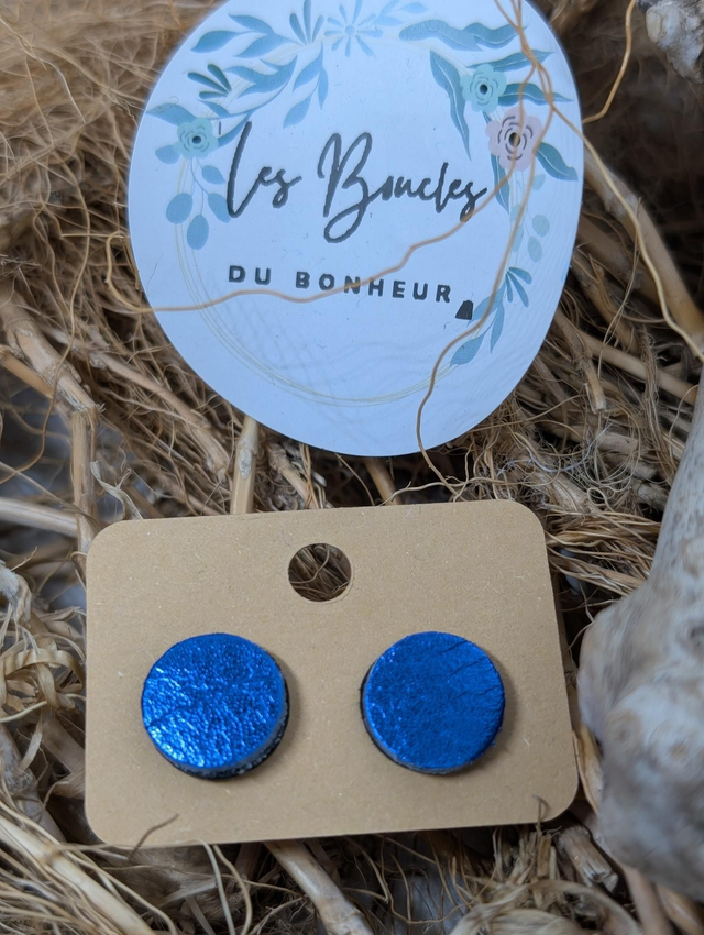 Boucles d&#039;oreilles puces bleu roi pu080
