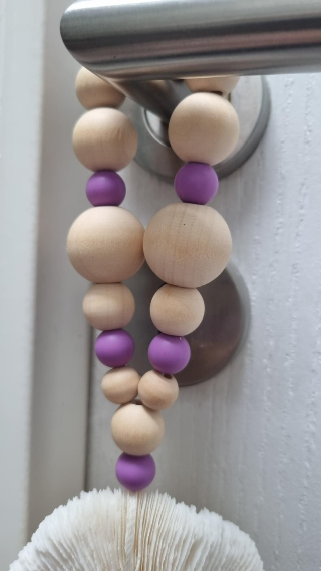 Embrasse corail pompon violet