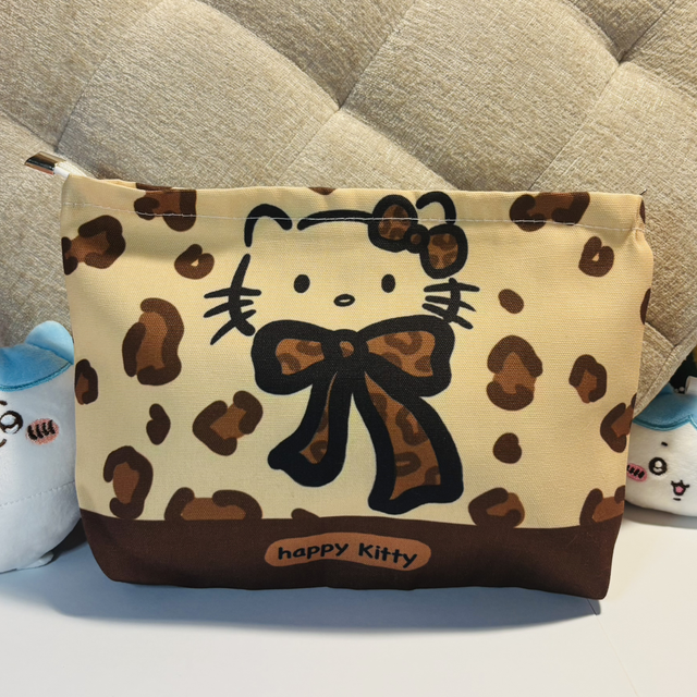 Handmade Leopard print Kitty zipped bag