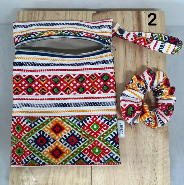 Pochette Océane – Tissu vintage revalorisé 70s &amp; doublure PUL.  