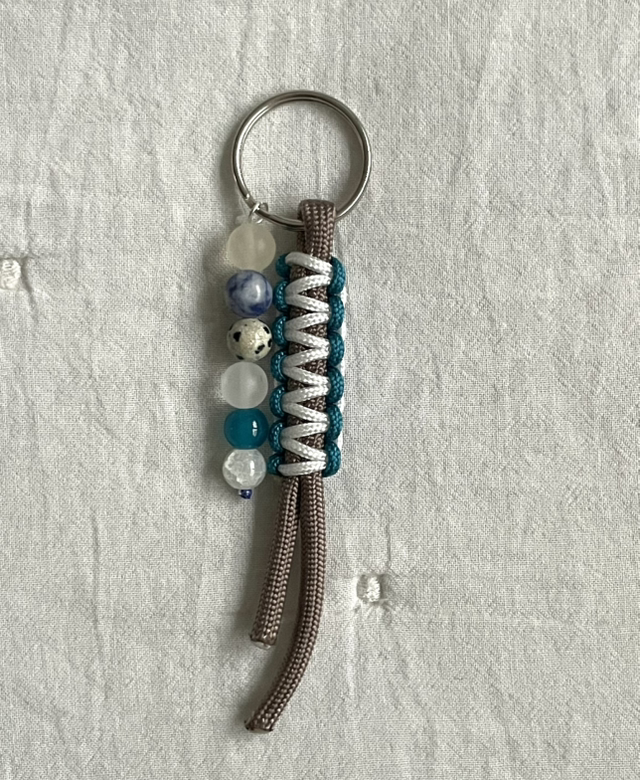 Schlüsselanhänger Blau, Weiß, Taupe