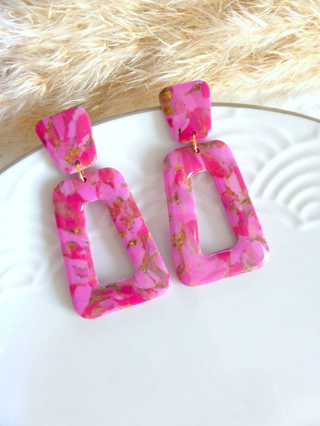 Boucles d'oreilles trapèze - Framboise audacieuse