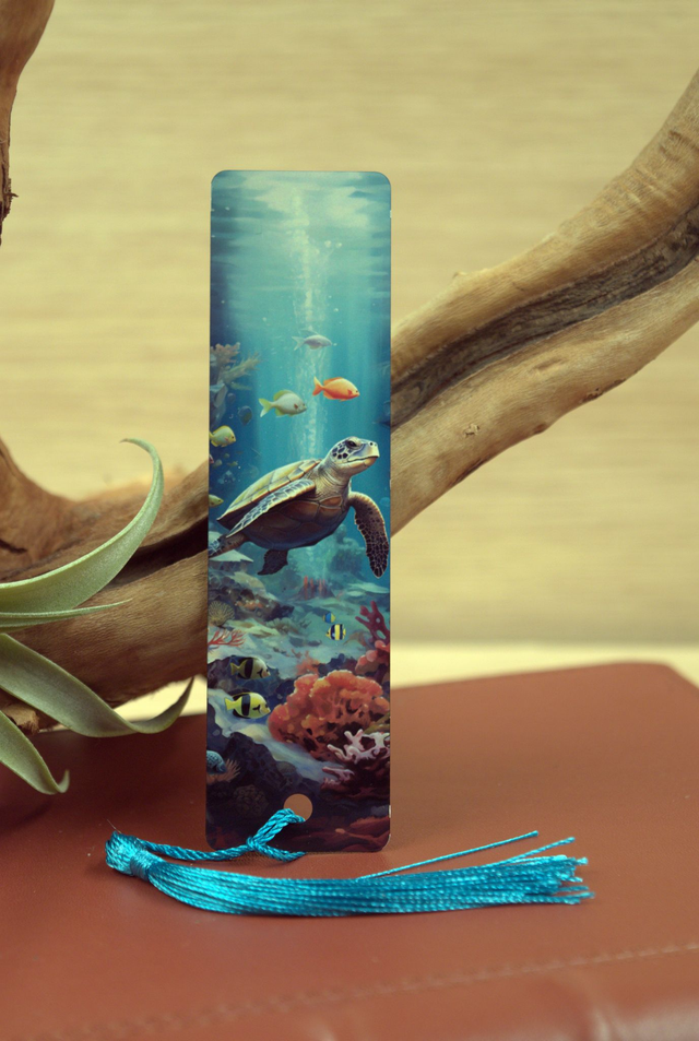  Tranquil Ocean – Sea Turtle &amp; Coral Reef Bookmark 