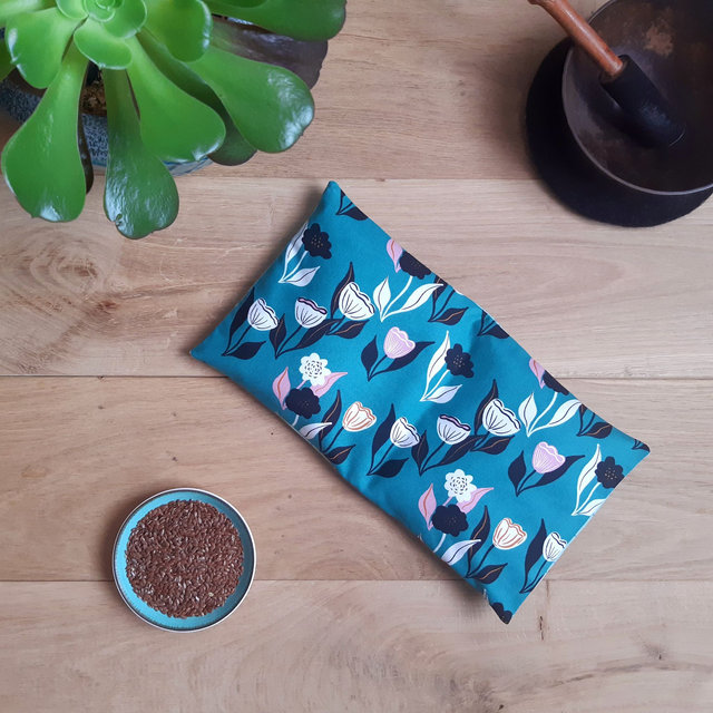 Bouillotte sèche aux graines de lin bio - Moyenne / Fleurs joyeuses