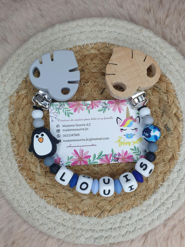 Attache Doudou Pingouin