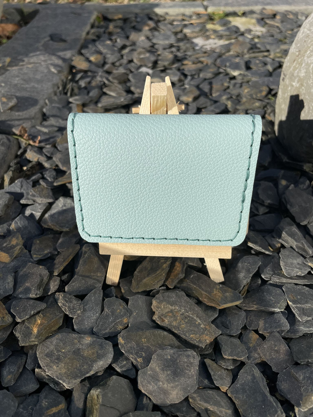 Porte-cartes double vert d'eau/beige