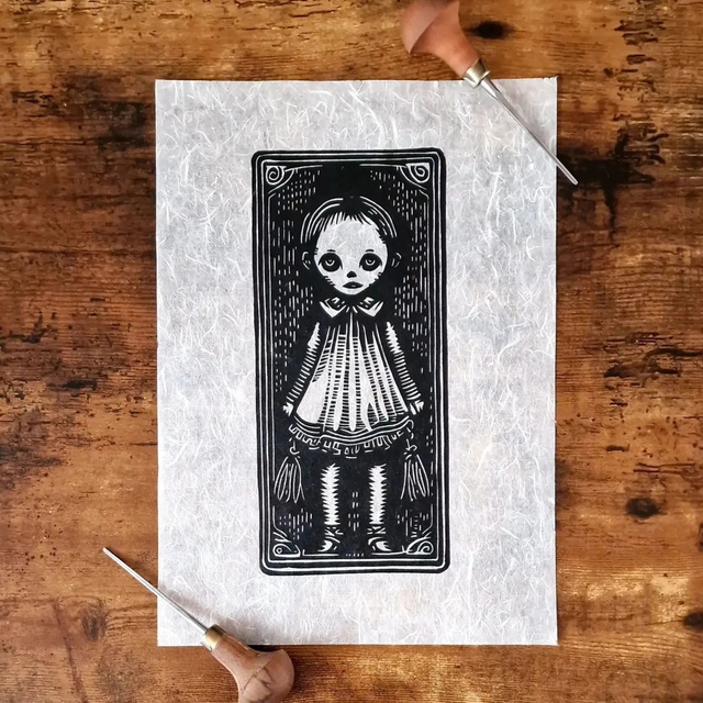 Linogravure - Petite Fille - Emily