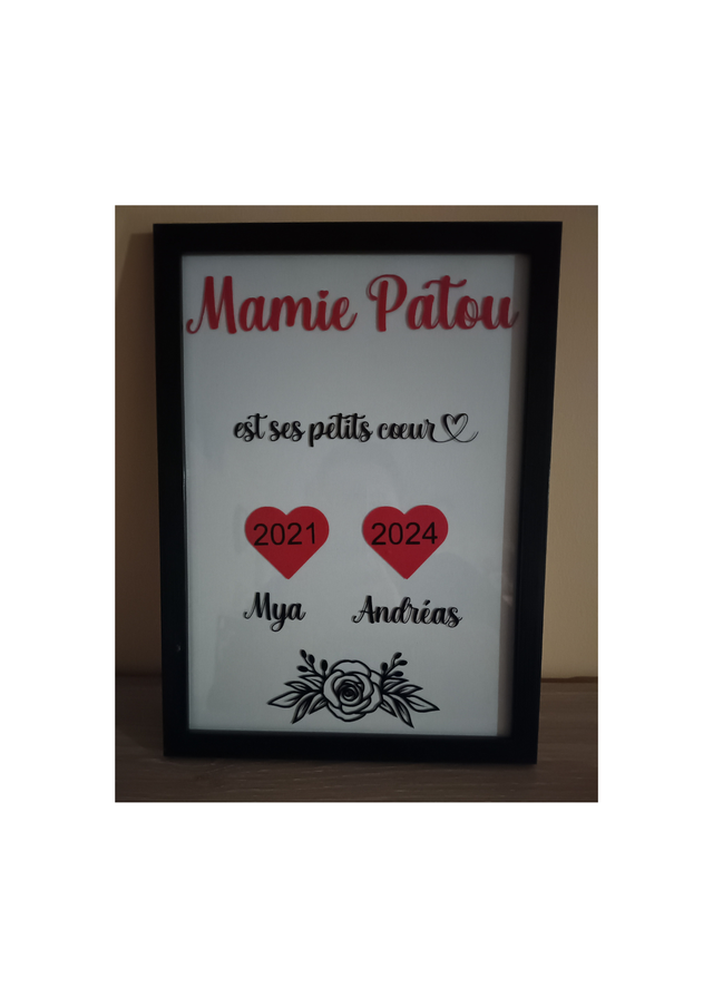  Cadre Personnalisé Mamie et Ses Petits cœurs