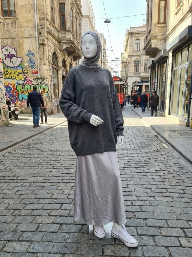 Satın-Maxirock, Farbe Silberglanz