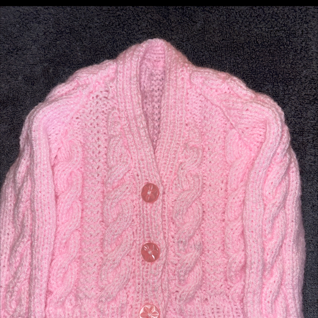 Pink cable design cardigan newborn 