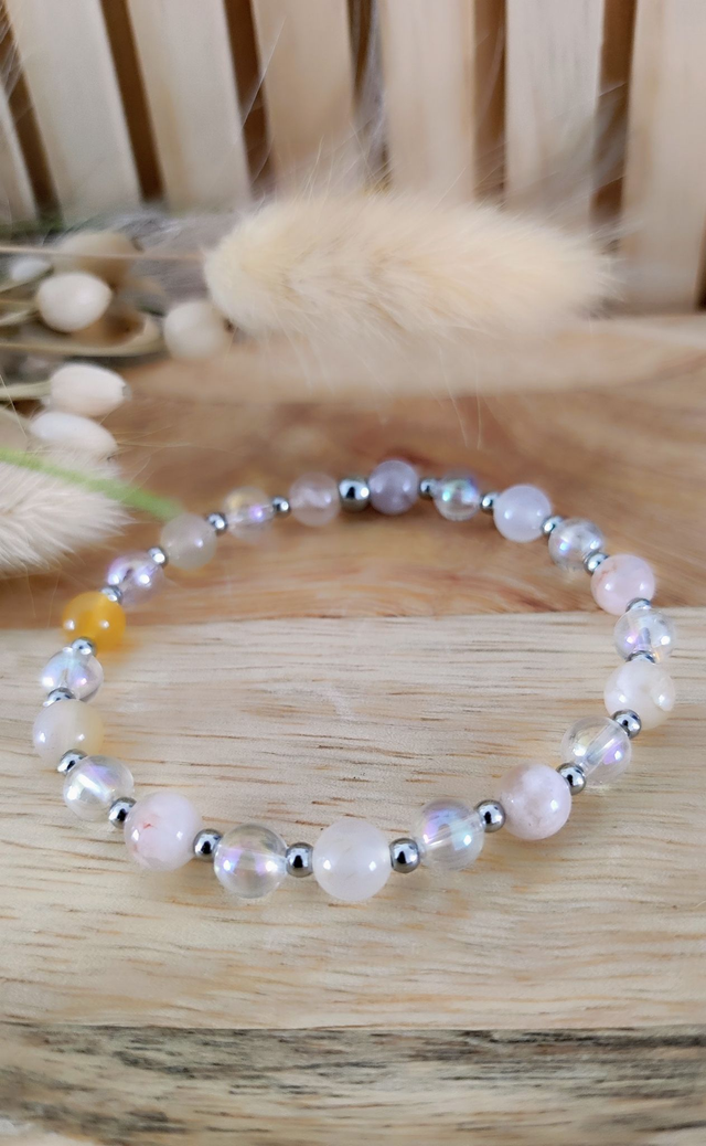 Bracelet Agate Cerise et Quartz Aura