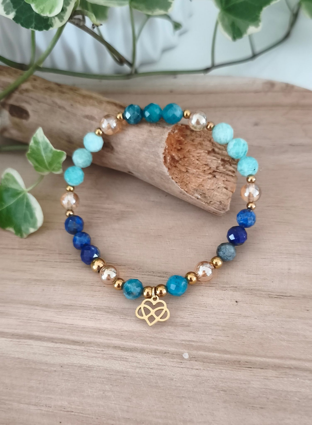 Bracelet "Émotive" Amazonite, Lapis lazuli et Apatite