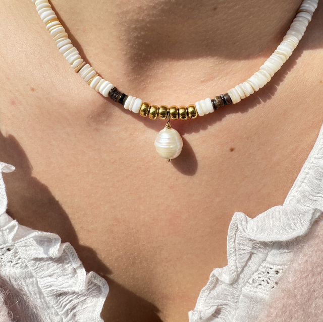 Collier coquillages dune blanche