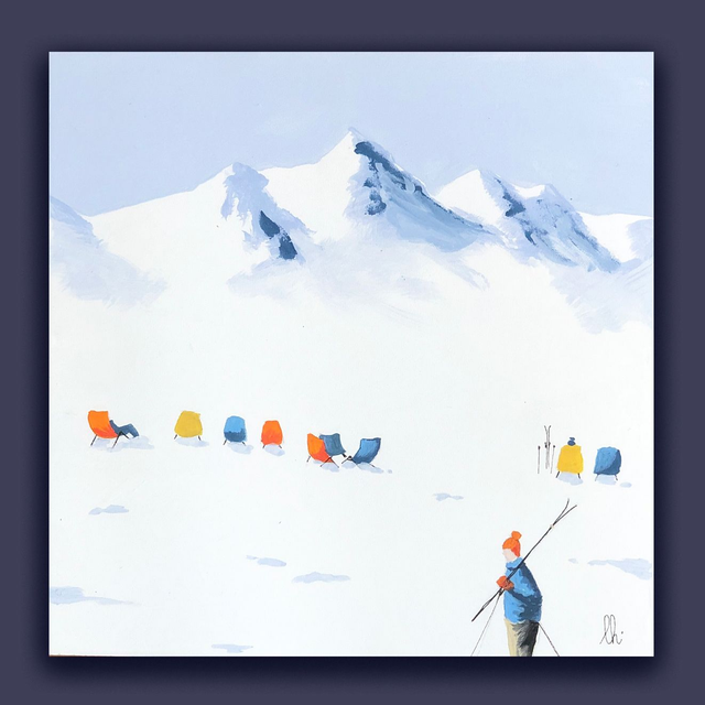 petit tableau skieur24 20X20