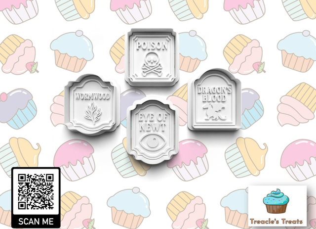 Apothecary Label Fondant/cookie stamps with cutters