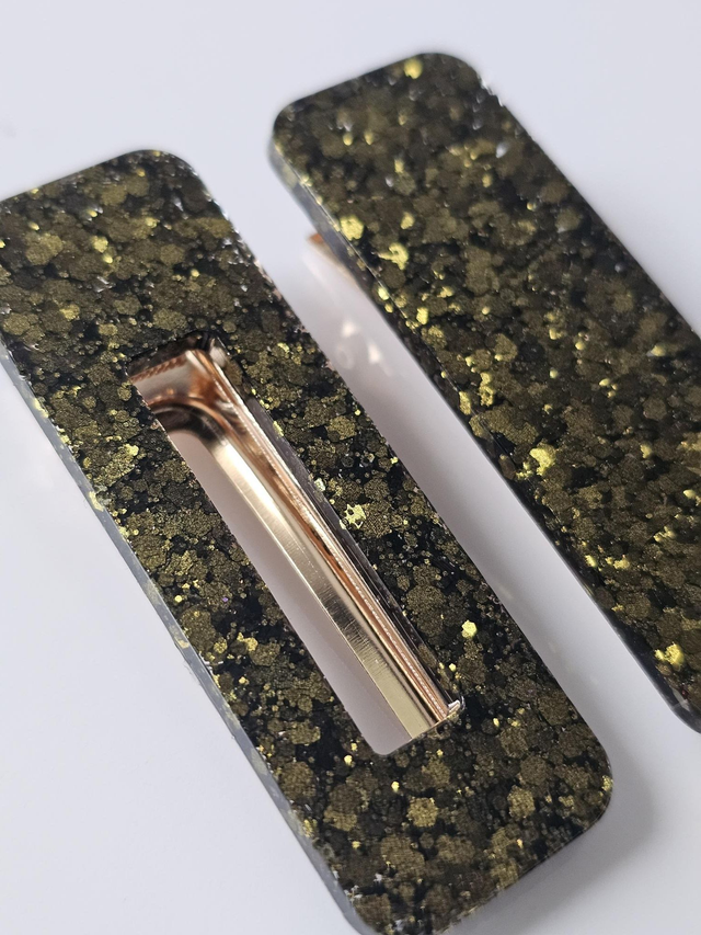 DUO BARRETTES PAILLETTES KAKI