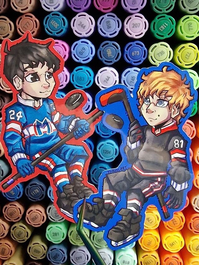 Heated Rivarly Shane Hollander and Ilya Rosanov Chibi Vinyl Sticker