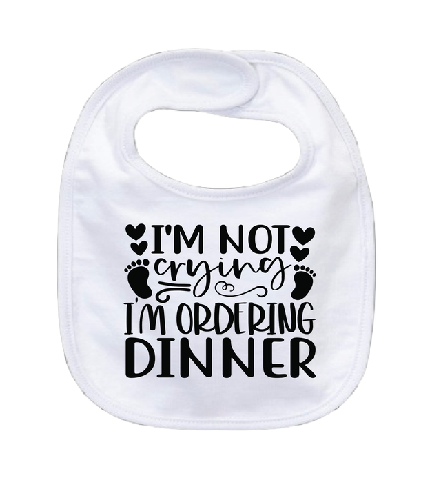 I'M NOT CRYING - 0–3 Month Baby Bib – White | Adroit Baby