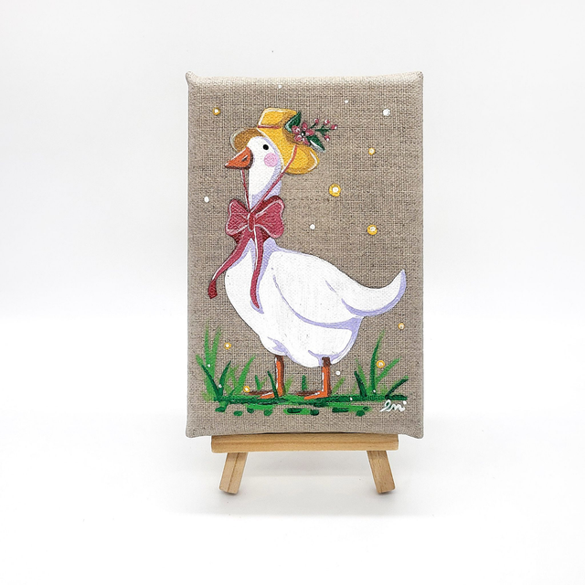 Peinture toile en lin petite oie