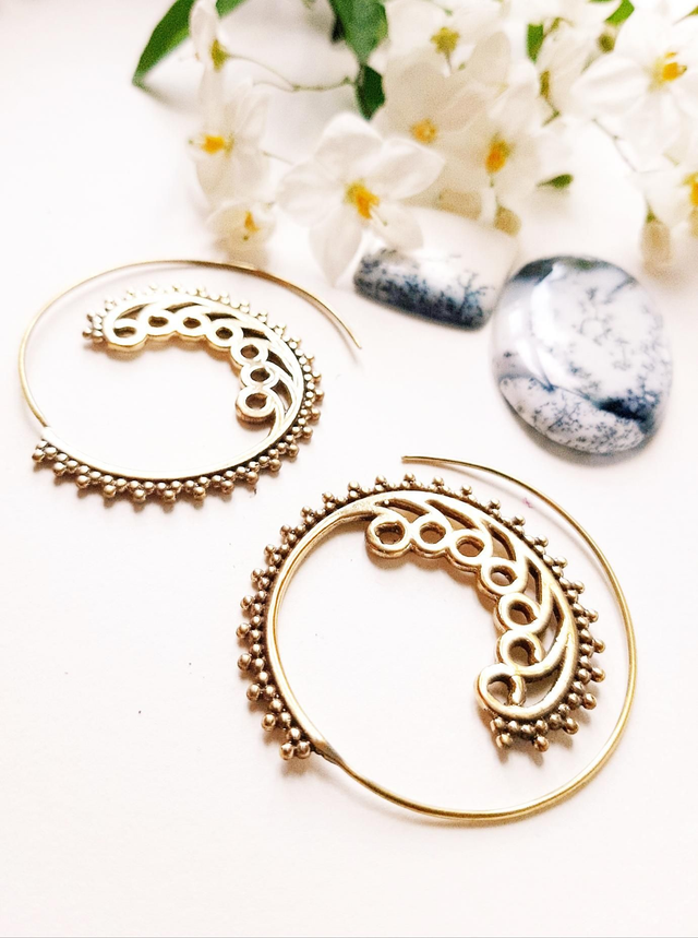 BOUCLES SPIRALES CASHEMIRE ETHNIQUE 