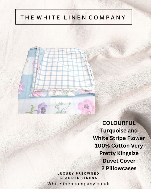 Groovy Turquoise Pink  Flower Power 100% Cotton Double Duvet Cover