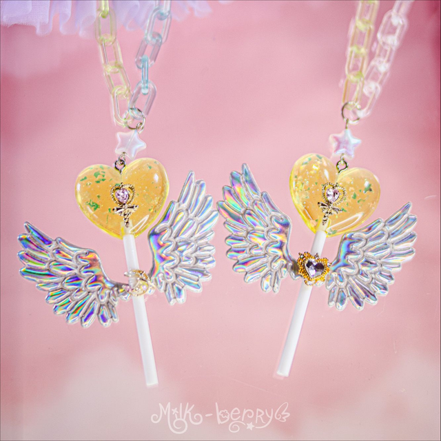 Collier Kawaii Sweet Angel Lollipop Jaune