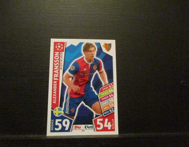 Alexander Fransson - UEFA Champions League Match Attax 2017/18 Original Trading Card #315