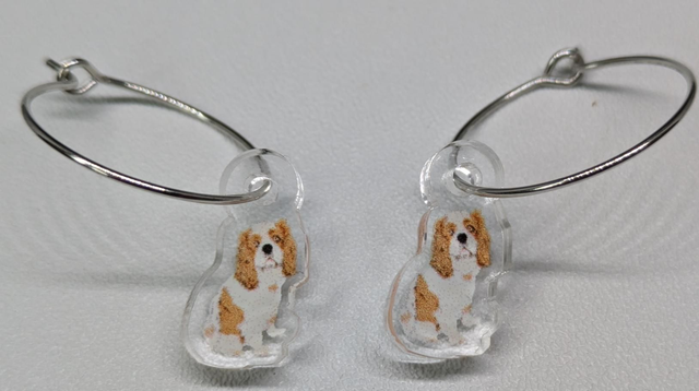 King Charles Spaniel.hyperallergenic hoop earrings 