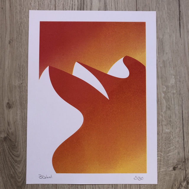 Montagne rouge et orange - 30x40cm