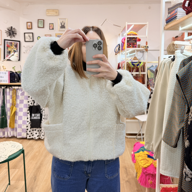 Bomber Panna Lana Bouclè 