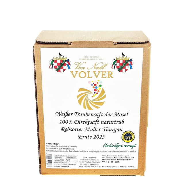 Erik Von Null - Traubensaft 2025er Müller-Thurgau weiß Mosel süß 3l