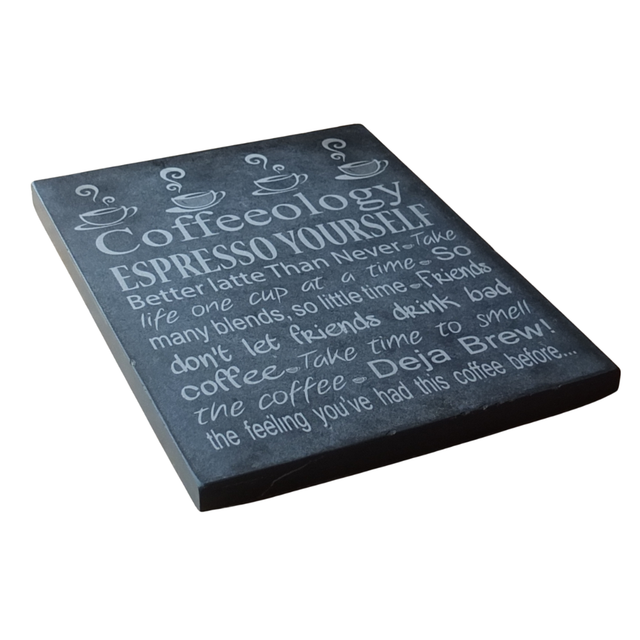 Slate Engraved Coffeeology Artwork