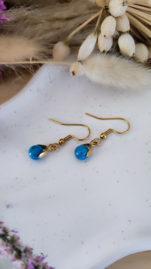 Boucles d'oreilles Boule Apatite