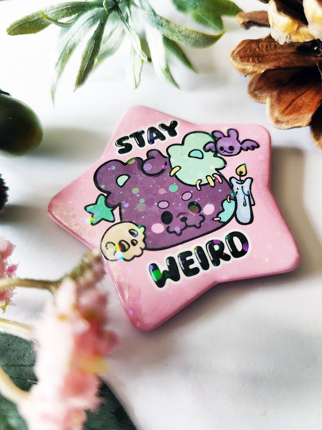 Stay Weird Star Pin Badge