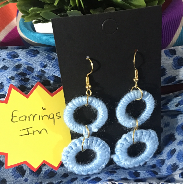 Blue Plain Crochet Dangling Earrings - PCOD17