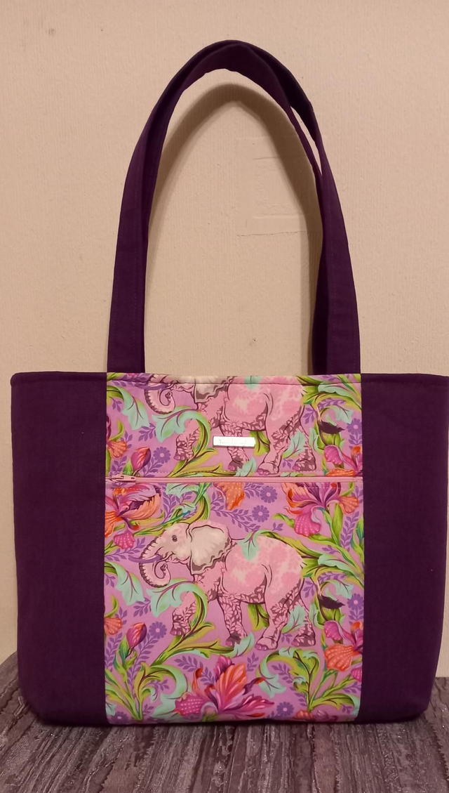 Shoulder Tote Bag - Purple Pink Elephant 🐘 