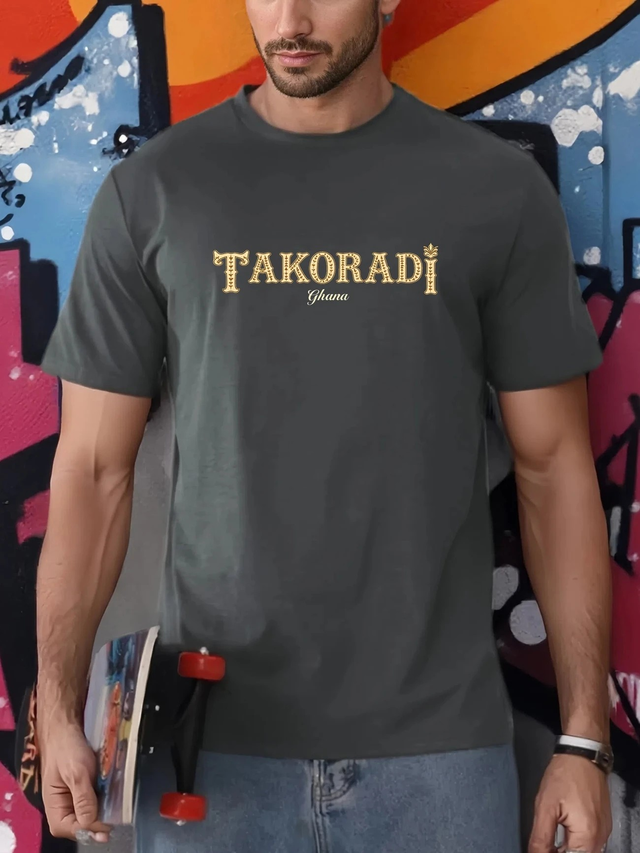 Men's TAKORADI Ghana Ornate Letter Print T-Shirt