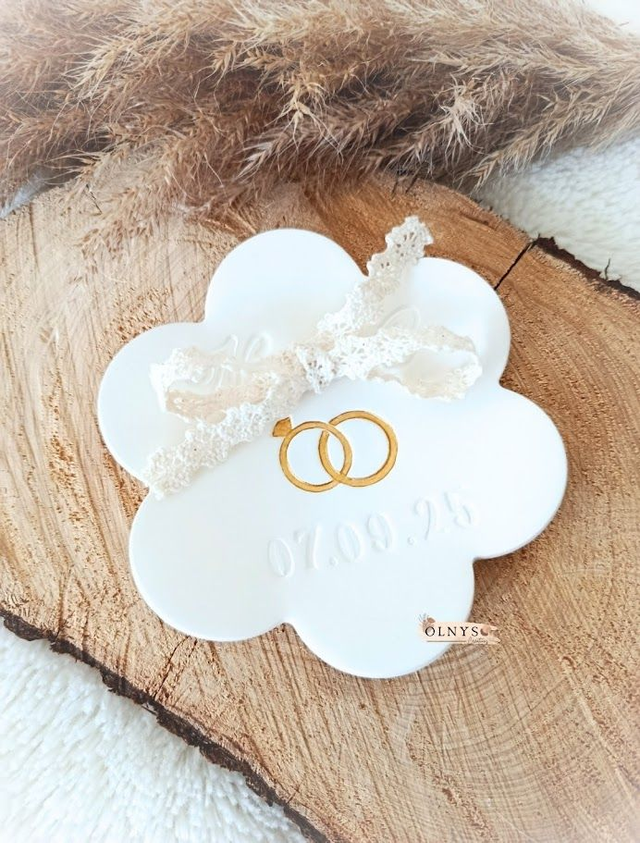 Coupelle porte alliances en argile / Mariage