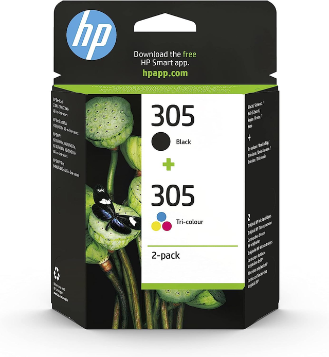 Pack de 2 Cartouches d'Encre Noire et Trois Couleurs Authentiques HP 305  (6ZD17AE) 