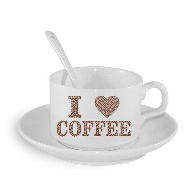 Ensemble tasse café personnalisée soucoupe et cuillère