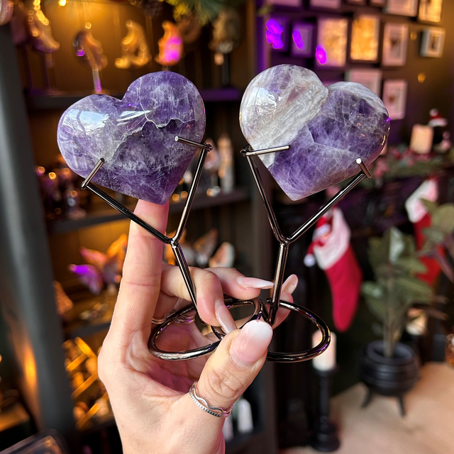 Amethyst Puffy Heart on Stand