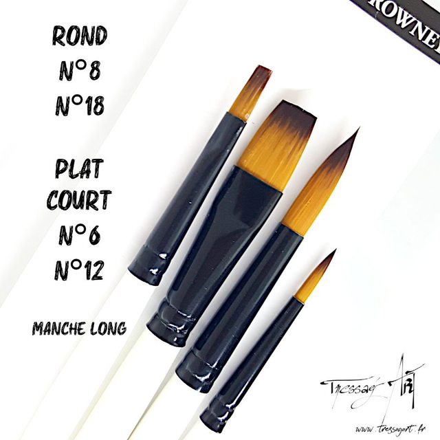 DALER ROWNEY - PINCEAUX LONGS PAR 4 - ROND N°8, N°18 - PLAT COURT N°6, N°12 - CA099000