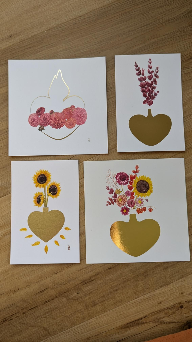 Lot cartes fleurs d&#039;automne 